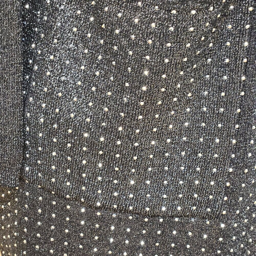 On Twelfth Womens Size L Black Silver Glitter Open Front Cardigan Sweater - Picture 8 of 9